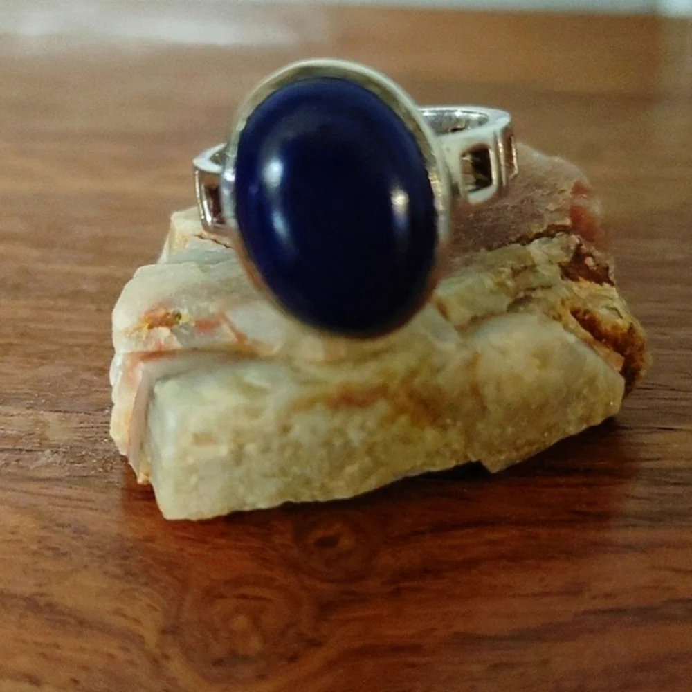 Lapis Lazuli Cabochon in Sterling Ring Size 8.75
